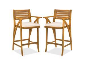 Best Choice Products Set of 2 Outdoor Acacia Wood Bar Stools Bar Chairs w/ Weather-Resistant Cushions - Teak Finish Best Choice Products Set of 2 Outdoor Acacia Wood Bar Stools Bar Chairs w/ Weather-Resistant Cushions - Teak Finish