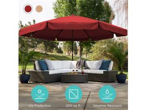 Best Choice Products 16ft Extra Large Outdoor Patio Market Umbrella w/ Cross Base, Crank Handle, Air Vent Burgundy Best Choice Products 16ft Extra Large Outdoor Patio Market Umbrella w/ Cross Base, Crank Handle, Air Vent Burgundy