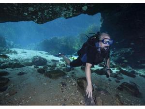 A scuba diver explores the Blue Springs cave in Marianna, Florida Poster Print (32 x 23) A scuba diver explores the Blue Springs cave in Marianna, Florida Poster Print (32 x 23)