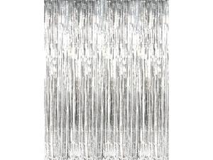 3' x 8' Silver Tinsel Foil Fringe Door Window Curtain Party Decoration 3' x 8' Silver Tinsel Foil Fringe Door Window Curtain Party Decoration