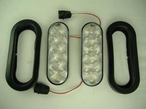(2) 6" Oval Clear White 10 LED Reverse Back Up Utility Light Kits (2) 6" Oval Clear White 10 LED Reverse Back Up Utility Light Kits