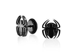 Black Spider Faux Stud Plug Ear Surgical Steel 16G Stud Earrings For Men For Teen Black Spider Faux Stud Plug Ear Surgical Steel 16G Stud Earrings For Men For Teen