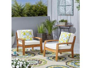 Christopher Knight Home Grenada Outdoor Acacia Wood Club Chairs, Teak and Beige (Set of 2) Christopher Knight Home Grenada Outdoor Acacia Wood Club Chairs, Teak and Beige (Set of 2)