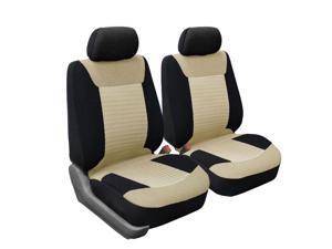 FH-FB062BEIGE102 Pair Bucket Fabric Seat Covers w/ Detachable Headrest Airbag Compatible - Beige FH-FB062BEIGE102 Pair Bucket Fabric Seat Covers w/ Detachable Headrest Airbag Compatible - Beige
