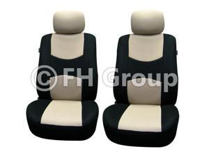 Pair Bucket Fabric Seat Covers w. Detachable Headrest Airbag Ready Beige & Black Pair Bucket Fabric Seat Covers w. Detachable Headrest Airbag Ready Beige & Black