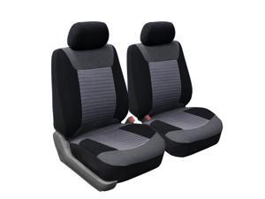 FH-FB062GRAY102 Pair Bucket Fabric Seat Covers w/ Detachable Headrest Airbag Compatible - Gray FH-FB062GRAY102 Pair Bucket Fabric Seat Covers w/ Detachable Headrest Airbag Compatible - Gray