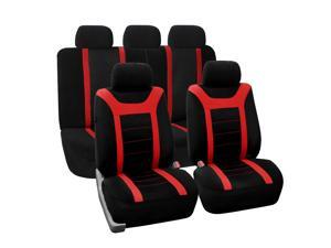 FH Group Sports Seat Covers Airbag Compatible and Rear Split Full Set Red FH Group Sports Seat Covers Airbag Compatible and Rear Split Full Set Red