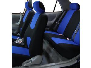 Cloth Seat Covers W. 4 Detachable Headrests and Solid Bench Blue & Black Cloth Seat Covers W. 4 Detachable Headrests and Solid Bench Blue & Black