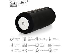 SoundBot SB525 Bluetooth 4.0 Wireless Speaker for 12 hrs Music Streaming & Hands-Free Calling w/ Passive sub woofer, 7W + 7W Driver Speakerphone, Built-in Mic, 3.5mm Audio Port, for Indoor/Outdoor Use SoundBot SB525 Bluetooth 4.0 Wireless Speaker for 12 hrs Music Streaming & Hands-Free Calling w/ Passive sub woofer, 7W + 7W Driver Speakerphone, Built-in Mic, 3.5mm Audio Port, for Indoor/Outdoor Use
