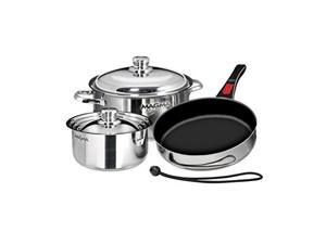 MAGMA A10-363-2-IND Magma Nesting 7-Piece Induction Compatible Cookware - Stainless Steel Exterior and Slate Black Ceramica Non-Stick Interior MAGMA A10-363-2-IND Magma Nesting 7-Piece Induction Compatible Cookware - Stainless Steel Exterior and Slate Black Ceramica Non-Stick Interior