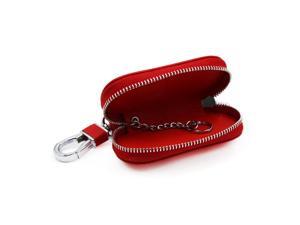 Multifunctional Red Faux Leather Oval Zip-up Car Remote Keychain Holder Bag Multifunctional Red Faux Leather Oval Zip-up Car Remote Keychain Holder Bag