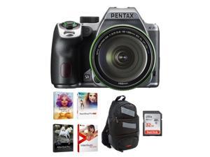 Pentax K-70 DSLR Camera with 18-135mm Lens (Silver), Sling Bag & 32GB SD Bundle Pentax K-70 DSLR Camera with 18-135mm Lens (Silver), Sling Bag & 32GB SD Bundle