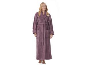 Women's Shawl Collar Long Turkish Cotton Ankle Length Bathrobe Plum P/S Women's Shawl Collar Long Turkish Cotton Ankle Length Bathrobe Plum P/S