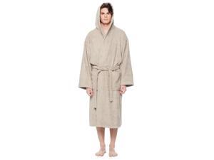 Men's Olympic Style Turkish Cotton Hooded Bathrobe, Stone, S/M Men's Olympic Style Turkish Cotton Hooded Bathrobe, Stone, S/M
