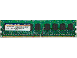 SUPER TALENT 512MB 240-Pin DDR2 SDRAM DDR2 667 (PC2 5400) ECC Unbuffered Server Memory Model T667EA512S SUPER TALENT 512MB 240-Pin DDR2 SDRAM DDR2 667 (PC2 5400) ECC Unbuffered Server Memory Model T667EA512S