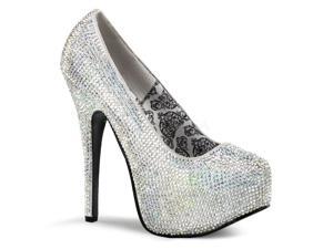 Silver Rhinestone Covered Satin Platform High Heels Pumps Shoe Silver Rhinestone Covered Satin Platform High Heels Pumps Shoe