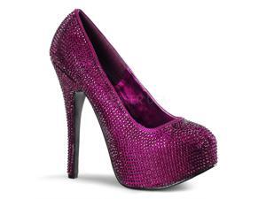 Purple Rhinestone Covered Satin Platform High Heels Pumps Shoe Purple Rhinestone Covered Satin Platform High Heels Pumps Shoe