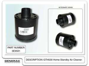 Generac 0E9581 - Guardian Air Filter 10kW GTH530 HSB Generac 0E9581 - Guardian Air Filter 10kW GTH530 HSB