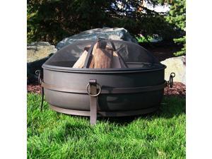 Sunnydaze Large Outdoor Fire Pit with Spark Screen, 34 Inch Steel Cauldron Sunnydaze Large Outdoor Fire Pit with Spark Screen, 34 Inch Steel Cauldron