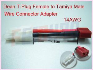 Deans T plug Female to Tamiya Male 14AWG Wire Connector Adapter Convertor Deans T plug Female to Tamiya Male 14AWG Wire Connector Adapter Convertor