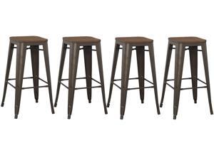 BTEXPERT® Modern 30 inch Solid Steel Stacking Industrial Tabouret Rustic Metal Bar Stool with Wood Top (set of 4 barstool) BTEXPERT® Modern 30 inch Solid Steel Stacking Industrial Tabouret Rustic Metal Bar Stool with Wood Top (set of 4 barstool)