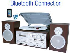 Boytone BT-28SPS Bluetooth Classic Turntable Stereo System CD Cassette SD Silver Boytone BT-28SPS Bluetooth Classic Turntable Stereo System CD Cassette SD Silver