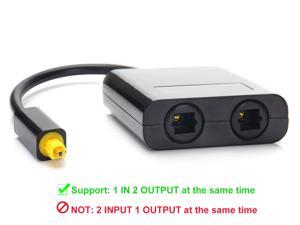 2 Way Toslink Digital Optical SPDIF Audio 1x2 Splitter DVD, PS3, Xbox Converter Toslink Optical Fiber Audio Cable, Supports 1 Input 2 Output Work At The Same Time (Black) 2 Way Toslink Digital Optical SPDIF Audio 1x2 Splitter DVD, PS3, Xbox Converter Toslink Optical Fiber Audio Cable, Supports 1 Input 2 Output Work At The Same Time (Black)