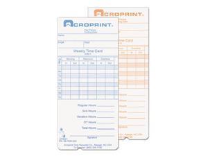Acroprint Weekly Time Cards for ATR240 and ATR260, 250/Pack Acroprint Weekly Time Cards for ATR240 and ATR260, 250/Pack