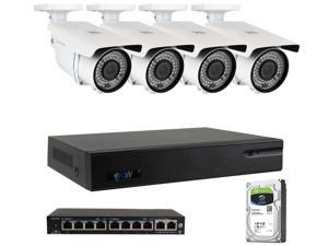 GW 8 Channel H.265 4K NVR 5MP 1920P 2.8~12mm Lens, Video Plug & Play IP Security System - 4 x POE 5MP Weatherproof IP Cameras (2TB Hard Drive Included) GW 8 Channel H.265 4K NVR 5MP 1920P 2.8~12mm Lens, Video Plug & Play IP Security System - 4 x POE 5MP Weatherproof IP Cameras (2TB Hard Drive Included)