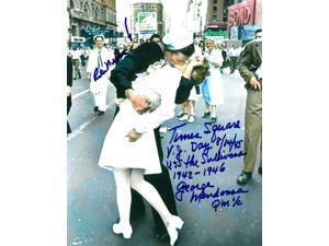 George & Rita Mendonsa dual signed Kissing Sailor Times Square 8x10 Photo VJ Day 8/14-45 USS Sullivans- PSA Hologram #AD57156 George & Rita Mendonsa dual signed Kissing Sailor Times Square 8x10 Photo VJ Day 8/14-45 USS Sullivans- PSA Hologram #AD57156