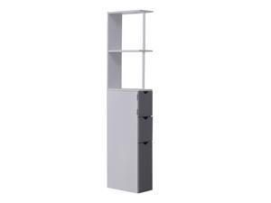 Tall Storage Bathroom Cabinet Scrolled Cupboard Space Saving Drawer Open Shelves Tall Storage Bathroom Cabinet Scrolled Cupboard Space Saving Drawer Open Shelves