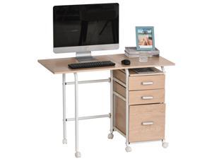 HOMCOM Foldable Computer Desk, Executive Study Desk Table, Student Table with 3 Drawers & Wheels, Spacious Workstation, Home Office HOMCOM Foldable Computer Desk, Executive Study Desk Table, Student Table with 3 Drawers & Wheels, Spacious Workstation, Home Office
