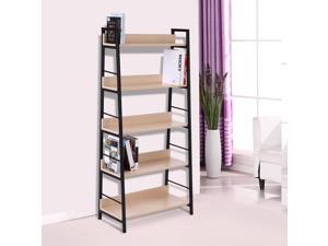 HOMCOM Wood Bookcase 5-Tier Wide Bookshelf Shelving Storage Furniture Home (Oak/Black) HOMCOM Wood Bookcase 5-Tier Wide Bookshelf Shelving Storage Furniture Home (Oak/Black)