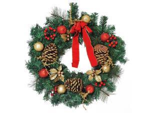 24" Pre-Lit Artificial Spruce Wreath Pinecone Red Berries Battery Operated 20 24" Pre-Lit Artificial Spruce Wreath Pinecone Red Berries Battery Operated 20