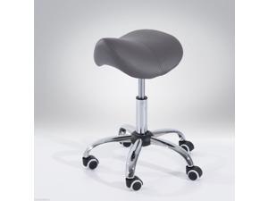 HOMCOM Adjustable Rolling Salon Stool Swivel Saddle Chair SPA Beauty Seat Grey HOMCOM Adjustable Rolling Salon Stool Swivel Saddle Chair SPA Beauty Seat Grey
