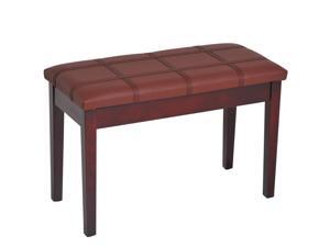 Two Person Duet Piano Storage Bench Faux Leather Padded Seat Birchwood Brown Two Person Duet Piano Storage Bench Faux Leather Padded Seat Birchwood Brown