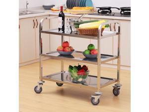 33" 3-Tier Stainless Steel Kitchen Cart Rolling Storage Utility Cart 33" 3-Tier Stainless Steel Kitchen Cart Rolling Storage Utility Cart