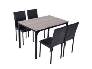 5pcs Kitchen Dining Table Set 4 Chair Home Furniture Set PU Upholstery Padded 5pcs Kitchen Dining Table Set 4 Chair Home Furniture Set PU Upholstery Padded