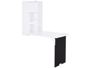 HOMCOM Wall Mounted Table Fold Out Convertible Desk Multi-Functional Standing Desk with Writing Floating Black Board for Students, White HOMCOM Wall Mounted Table Fold Out Convertible Desk Multi-Functional Standing Desk with Writing Floating Black Board for Students, White