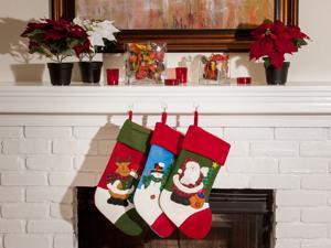 3 Pack Festive Christmas Stockings - Santa Clause, Snowman, Reindeer - Holiday Stocking Gift Holders 3 Pack Festive Christmas Stockings - Santa Clause, Snowman, Reindeer - Holiday Stocking Gift Holders