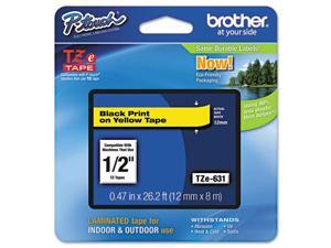 Brother 12mm (1/2") Black on Yellow Laminated Tape (8m/26.2') (1/Pkg) Brother 12mm (1/2") Black on Yellow Laminated Tape (8m/26.2') (1/Pkg)