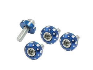 4 Pcs Silver Tone Blue Alloy Round License Plate Frame Bolt Screw 4 Pcs Silver Tone Blue Alloy Round License Plate Frame Bolt Screw