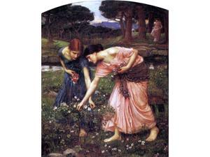 John William Waterhouse Gather Ye Rosebuds While Ye May - 16" x 20" Premium Canvas Print John William Waterhouse Gather Ye Rosebuds While Ye May - 16" x 20" Premium Canvas Print