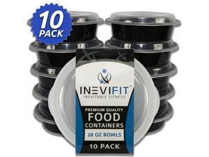 INEVIFIT Meal Prep Food Containers, BPA Free, Reusable, Durable 28 oz. Stackable 10 Pack Meal Prep, Microwavable & Dishwasher Safe, Leak Resistant Bento Lunch Box INEVIFIT Meal Prep Food Containers, BPA Free, Reusable, Durable 28 oz. Stackable 10 Pack Meal Prep, Microwavable & Dishwasher Safe, Leak Resistant Bento Lunch Box