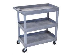 Luxor 32"W x 18"D Mobile 3 Shelf Utility Storage Tub Cart - Gray Luxor 32"W x 18"D Mobile 3 Shelf Utility Storage Tub Cart - Gray