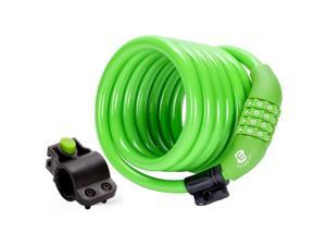 Etronic Security Bike Lock M6 Self Coiling Resettable Combination Lock Bike Cable Lock - 6-Feet x 3/8-Inch - Green Etronic Security Bike Lock M6 Self Coiling Resettable Combination Lock Bike Cable Lock - 6-Feet x 3/8-Inch - Green