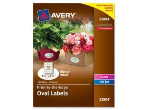 Avery 22804 Oval Easy Peel Labels, 1.5 x 2.5, Glossy White 180-Pack Avery 22804 Oval Easy Peel Labels, 1.5 x 2.5, Glossy White 180-Pack