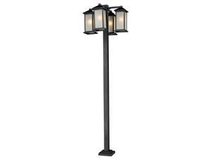 Z-Lite 547-4-536P-BK Vienna 4 Light Black Post Light with White Glass Shade Z-Lite 547-4-536P-BK Vienna 4 Light Black Post Light with White Glass Shade