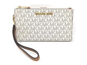 Michael Kors Jet Set Travel Double Zip Wristlet - Signature PVC, 2019 Styles 35F8GTVW0B / 35F8STVW0B-149 (Vanilla / Acorn) Michael Kors Jet Set Travel Double Zip Wristlet - Signature PVC, 2019 Styles 35F8GTVW0B / 35F8STVW0B-149 (Vanilla / Acorn)