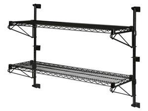 24" Deep x 54" Wide x 24" High Adjustable 2 Tier Black Wall Mount Shelving Kit 24" Deep x 54" Wide x 24" High Adjustable 2 Tier Black Wall Mount Shelving Kit